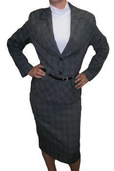 Sacou model cu carouri,curea in talie,D&J Exclusive,, Gri inchis, 42 Sacou model cu carouri,curea in talie,D&J Exclusive,, Gri inchis, 42