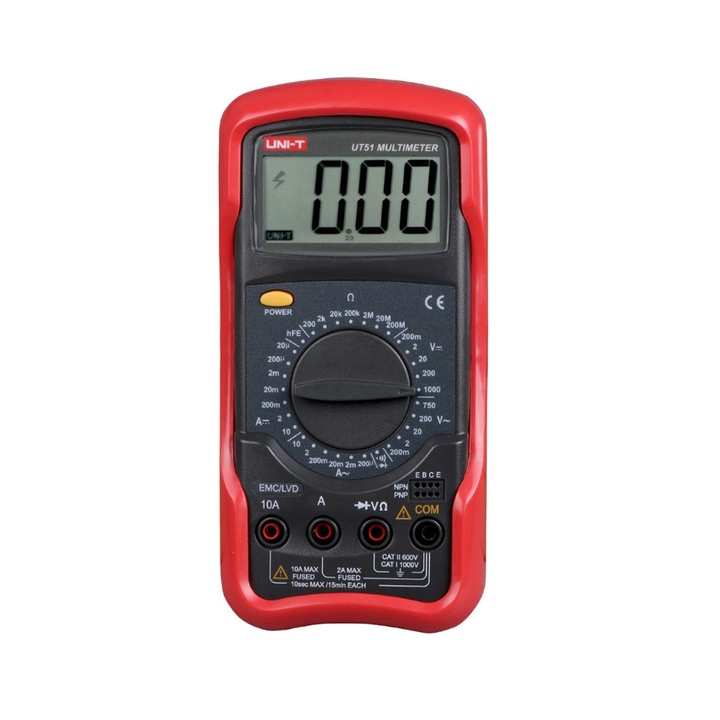 Multimetru Digital Tensiune Masurare Curent AC - DC , Rezistenta , Capacitate , Continuitate , Verificare Diode , Tranzistori , Rosu