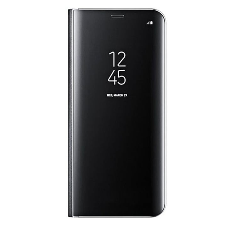 ClickGSM Clear View Mirror Flip telefontok, kihajtható, állvány funkció, Samsung Galaxy J3 2017, J330 készülékhez, fekete