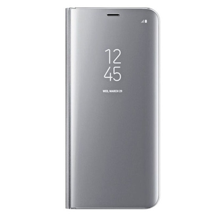 Капак Flip Stand Clear View Mirror съвместим със Samsung Galaxy A8 (2018) A730 Silver