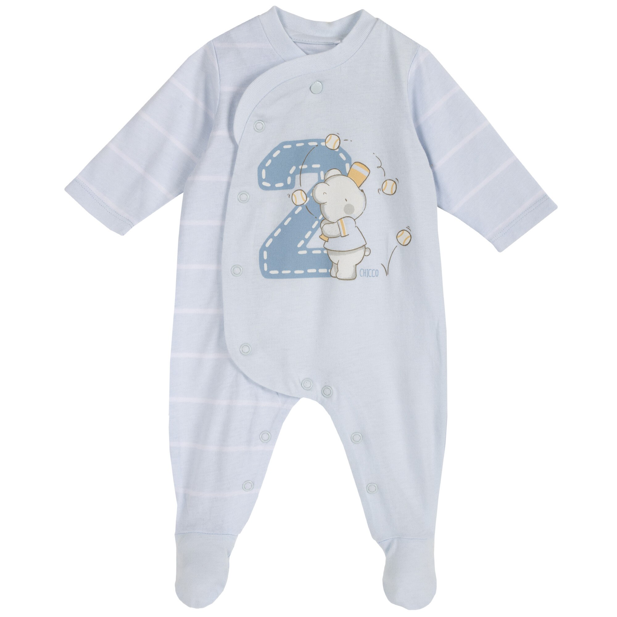 Salopeta bebe Chicco, maneca lunga si botosei, albastru, 68