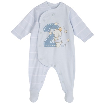 Salopeta bebe Chicco, maneca lunga si botosei, albastru, 56 Salopeta bebe Chicco, maneca lunga si botosei, albastru, 56