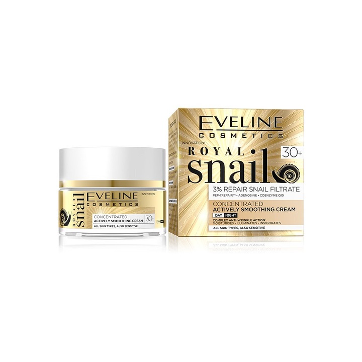 Крем за лице, Eveline Royal Snail, Дневен и нощен 30+, 50 мл