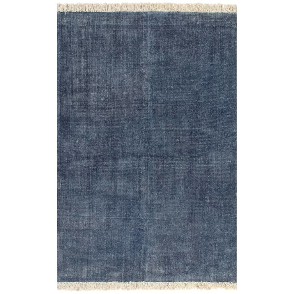 Covor Kilim din bumbac, vidaXL, 120 x 180 cm, Albastru
