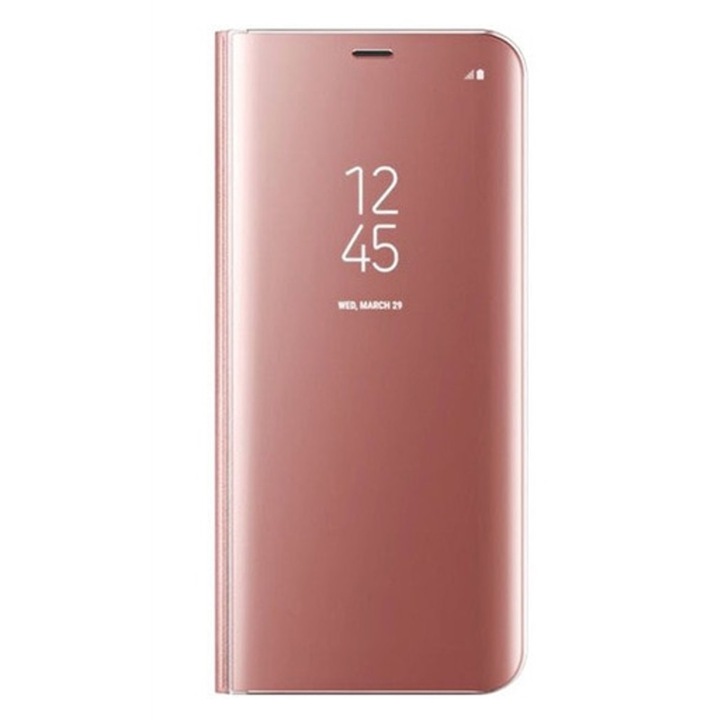 Husa Flip Stand Clear View Oglinda compatibil cu Samsung Galaxy S10 Plus G975 Rose