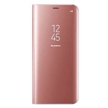 Husa Flip Stand Clear View Oglinda Samsung Galaxy J7 Pro J730 Roz