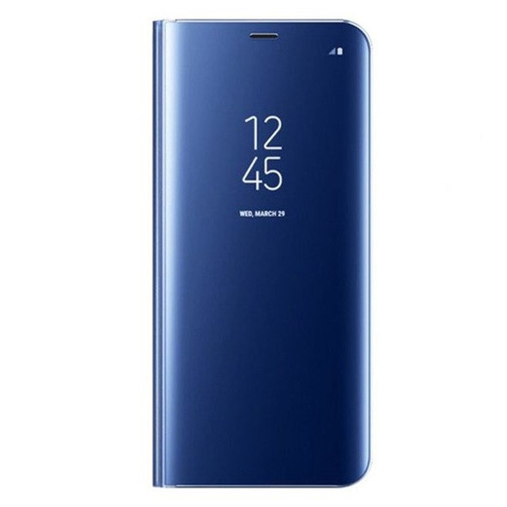 Husa Flip Stand Clear View Oglinda compatibil cu Samsung Galaxy J7 (2017) J730 Albastru