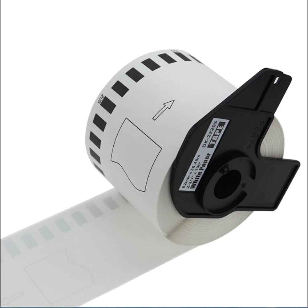 Eticheta Brother DK22205 compatibila, 62mm x 30.48mm, suport de plastic inclus, modul continuu hartie