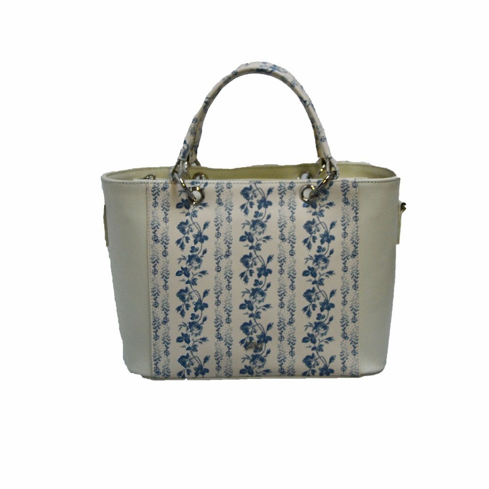 Geanta dama,Zea,piele naturala,crem floral regal