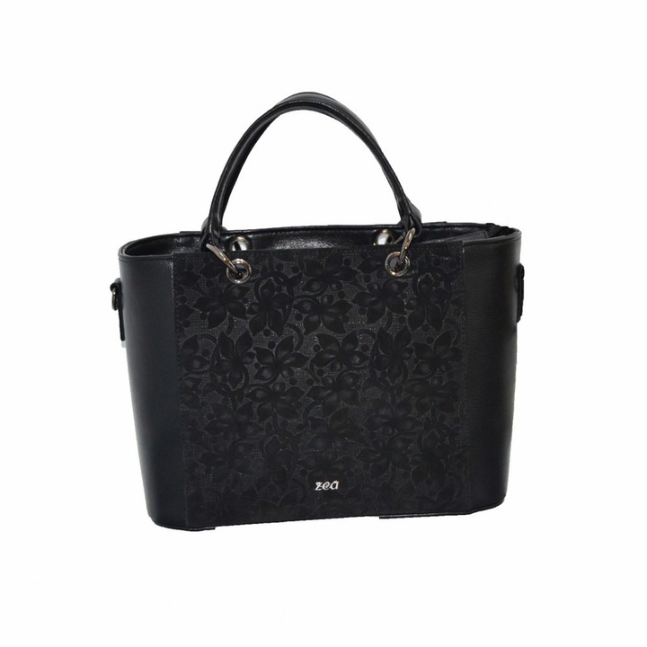 Geanta dama,Zea,piele naturala,neagra br