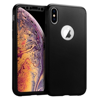 Husa 360° Full Protection - iPhone XS MAX - Negru - (fata + spate + folie de protectie din sticla) Husa 360° Full Protection - iPhone XS MAX - Negru - (fata + spate + folie de protectie din sticla)