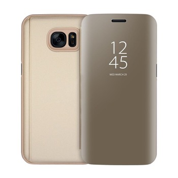 Husa Flip Mirror - Samsung Galaxy S7 Edge - Auriu Husa Flip Mirror - Samsung Galaxy S7 Edge - Auriu