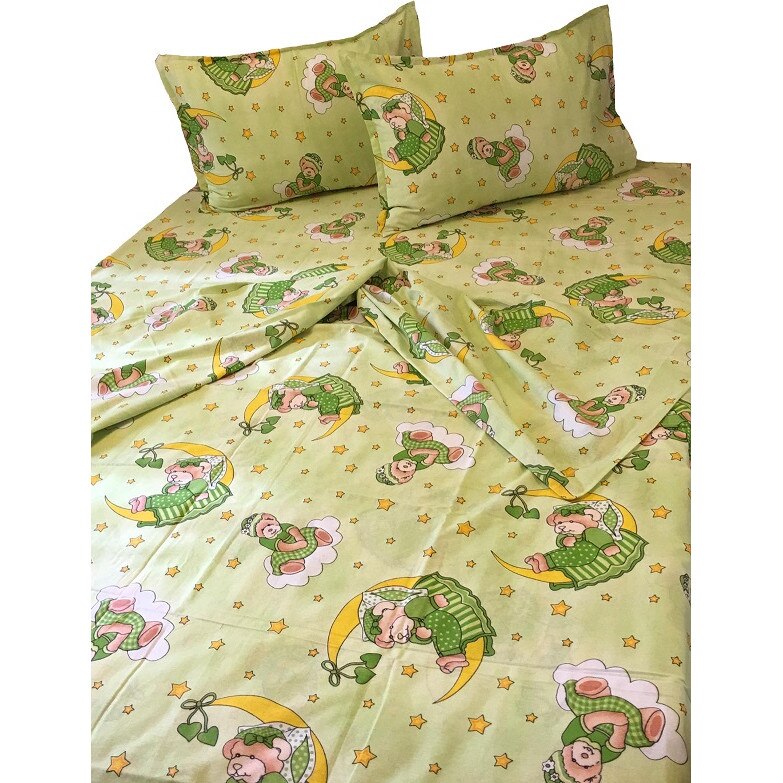 Lenjerie pat single, pentru copii, din bumbac 100%, patru piese, by Liz Line-CS455