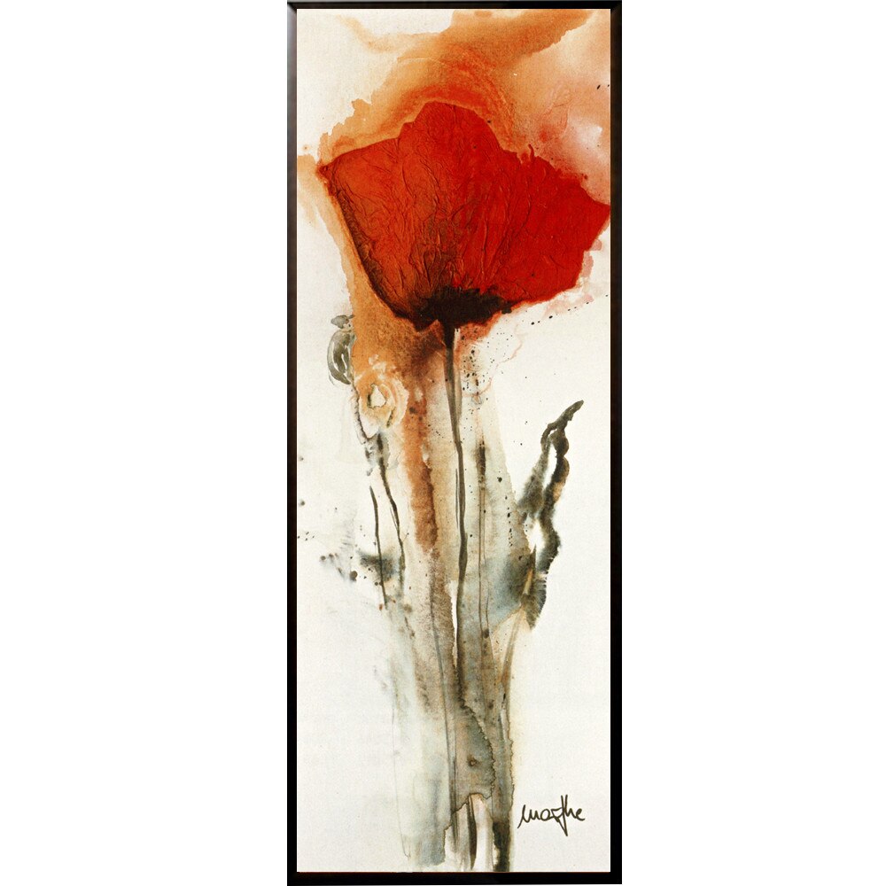 Tablou inramat pe suport de lemn maci rosii Poppies II, 21 x 52 cm