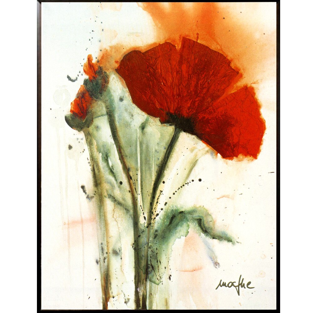 Tablou inramat pe suport de lemn maci rosii Bunch of Poppies II, 40 x 52 cm