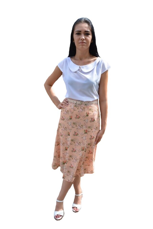 Fusta lejera,midi,imprimeu floral multicolor,D&J Exclusive,, Piersica