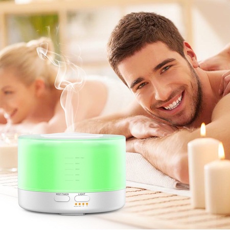 Umidificator KD Home™ SU-YK01, 40m², telecomanda, purificator aer, difuzor, aromaterapie, ultrasunete, rezervor 500ml