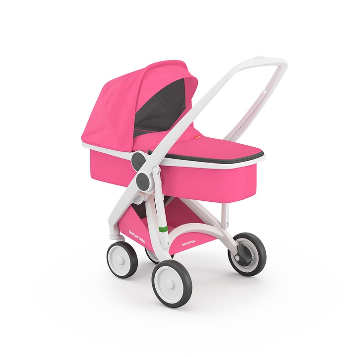 Carucior 2 In 1, Greentom, 100% Ecologic, White Pink
