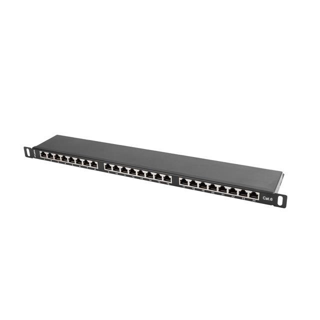 Patch Panel 24 port 0.5U, cat. 6, Lanberg, shielded, Negru