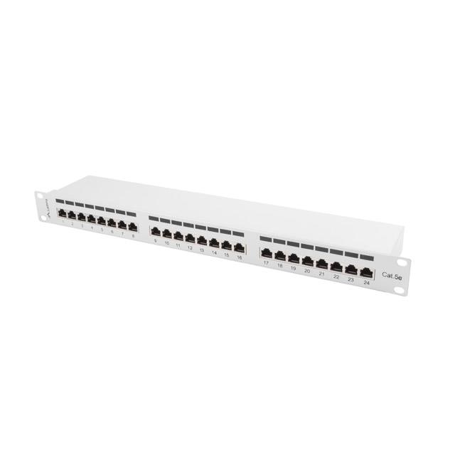 Patch Panel 24 port 1U, cat. 5e, shielded, Lanberg , gri