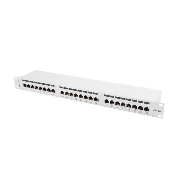 Patch Panel 24 port 1U, cat. 5e, shielded, Lanberg , gri