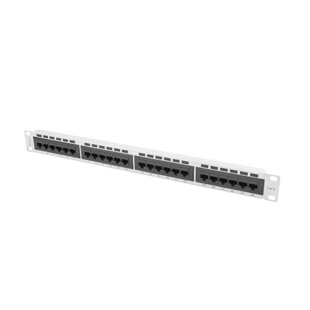 Patch Panel 24 port 1U, cat. 6, Lanberg, Gri