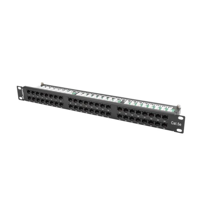 Lanberg Patch panel CAT5e UTP 48 PORT 1U 19" fekete (PPU5-1048-B) (PPU5-1048-B)
