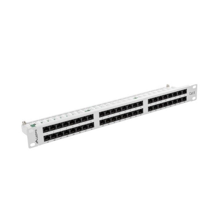 Panou de conexiuni, Lanberg patch panel 48 porturi 1U CAT.6, gri