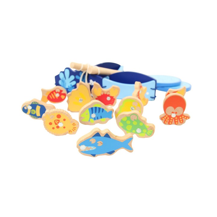 Joc de pescuit din lemn cu undite magnetice, Garibel