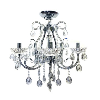 Lustra tip candelabru cristal, 5 brate, argintiu E14, IP20, H0055/5 Lustra tip candelabru cristal, 5 brate, argintiu E14, IP20, H0055/5