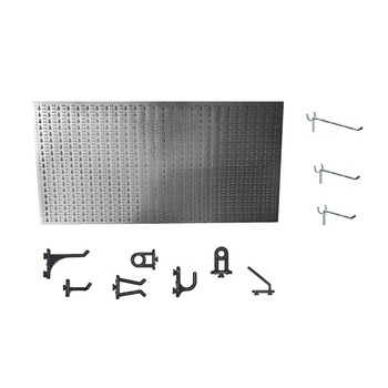 Panou perforat orizontal din INOX, 1000x500mm cu set 65 carlige metalice Panou perforat orizontal din INOX, 1000x500mm cu set 65 carlige metalice