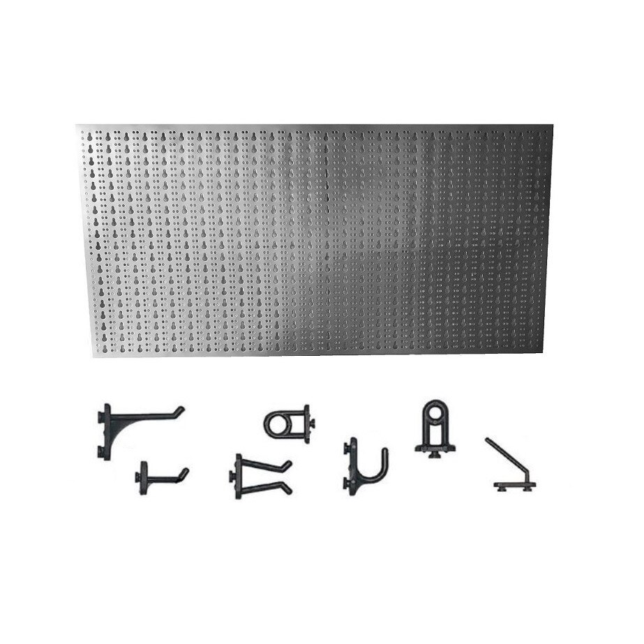 Panou perforat orizontal din INOX, 1000x500mm cu set 40 carlige