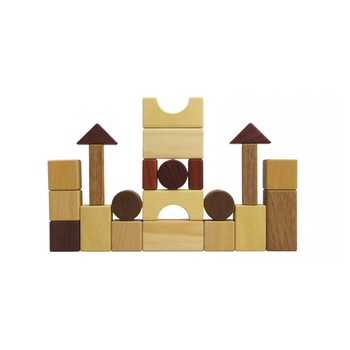 Cuburi de construit din lemn, Garibel, culori naturale Cuburi de construit din lemn, Garibel, culori naturale