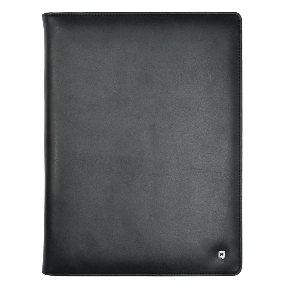 Mapa conferinta A4, piele naturala, cu buzunare si blocnotes, DESQ 3692, neagra