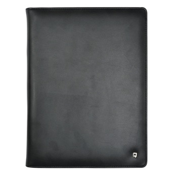 Mapa conferinta A4, piele naturala, cu buzunare si blocnotes, DESQ 3692, neagra Mapa conferinta A4, piele naturala, cu buzunare si blocnotes, DESQ 3692, neagra