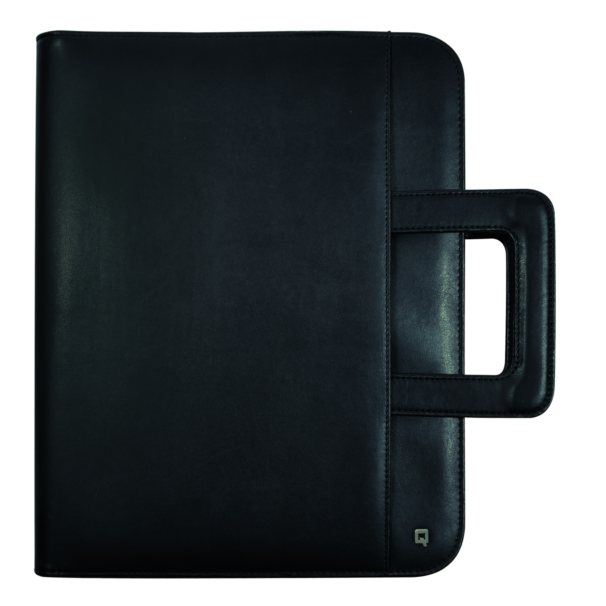 Mapa conferinta A4, cu 4 inele detasabile, manere si fermoar, DESQ 3683, neagra