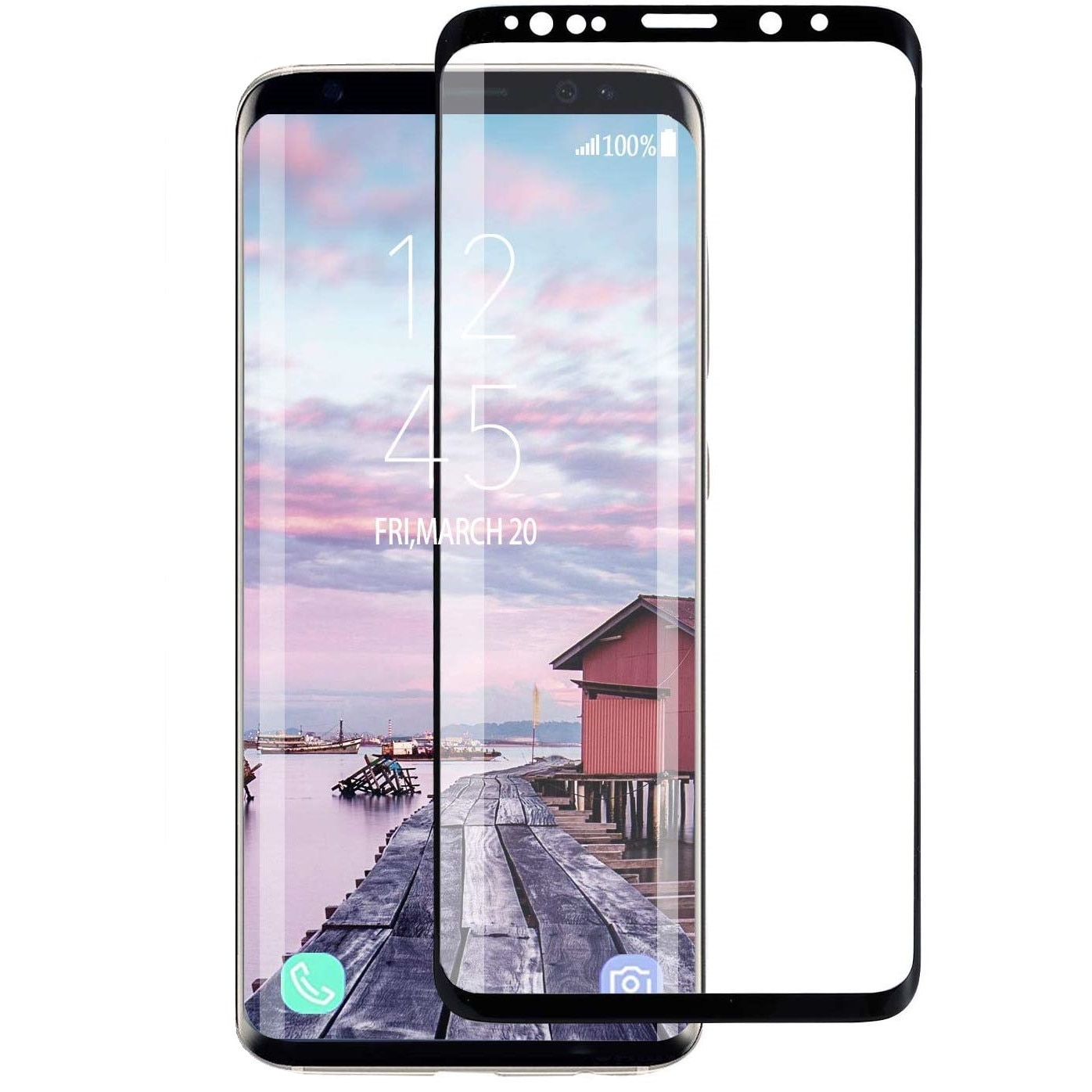 Folie sticla 3D, Full Glue, Samsung Galaxy S8, ecran complet, Negru