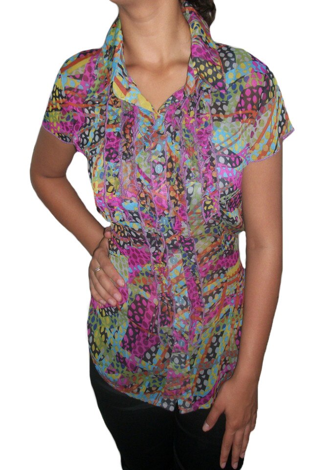 Bluza cu maneca scurta,material subtire,D&J Exclusive,, Roz