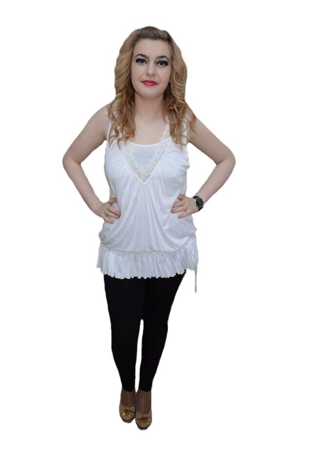 Bluza simpla,marimi universale,fara maneca,D&J Exclusive,, Alb