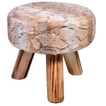 Scaun maro cu blana , lemn , ATS , 32x28 cm, animal print , Tamburet Scaun maro cu blana , lemn , ATS , 32x28 cm, animal print , Tamburet