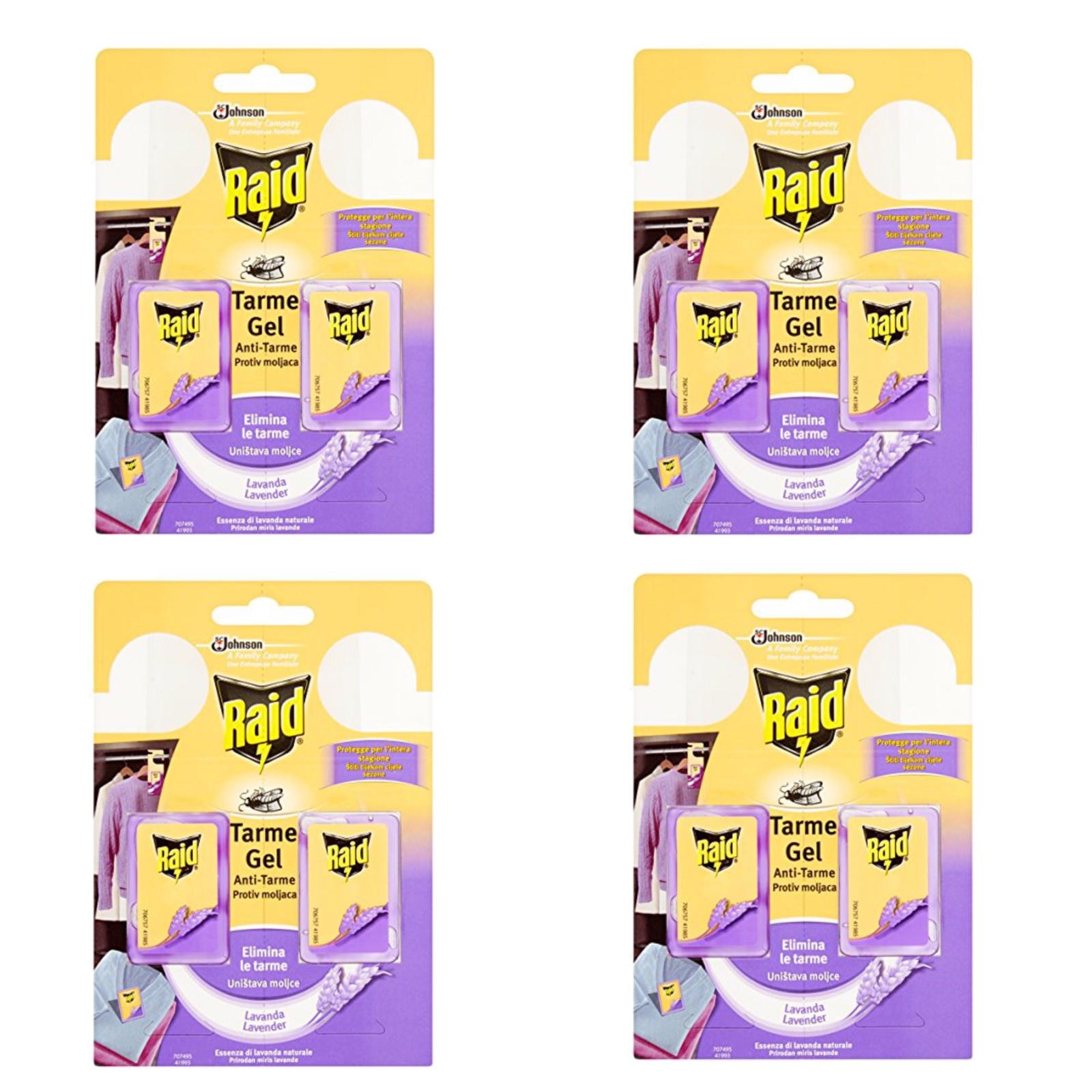Pachet 4 bucati Gel impotriva moliilor Raid, Lavanda, 2 bucati/set