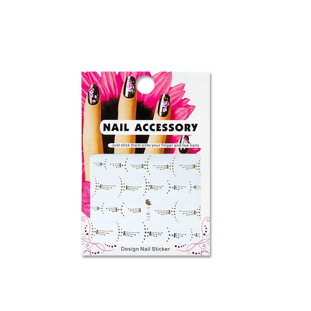 Ornamente autocolante cu efect de acrilic, MoonbasaNails Y071-G, Auriu