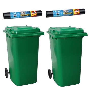 Pachet 2 bucati Pubela 120L, verde + 2 bucati Saci pubela 120L Pachet 2 bucati Pubela 120L, verde + 2 bucati Saci pubela 120L