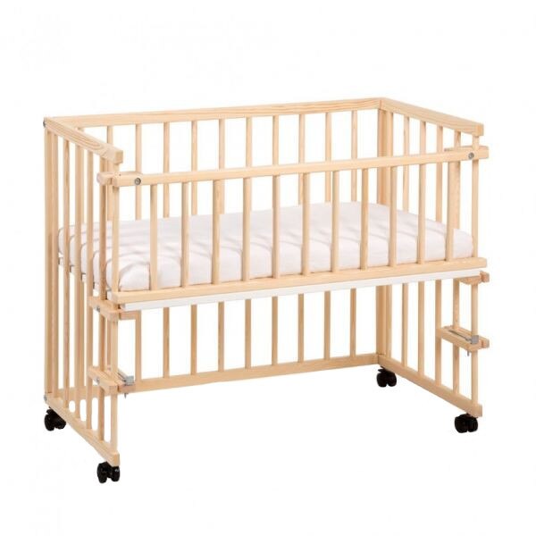 Patut din lemn Klups Piccolo Due Natur + Saltea Softi Simpli