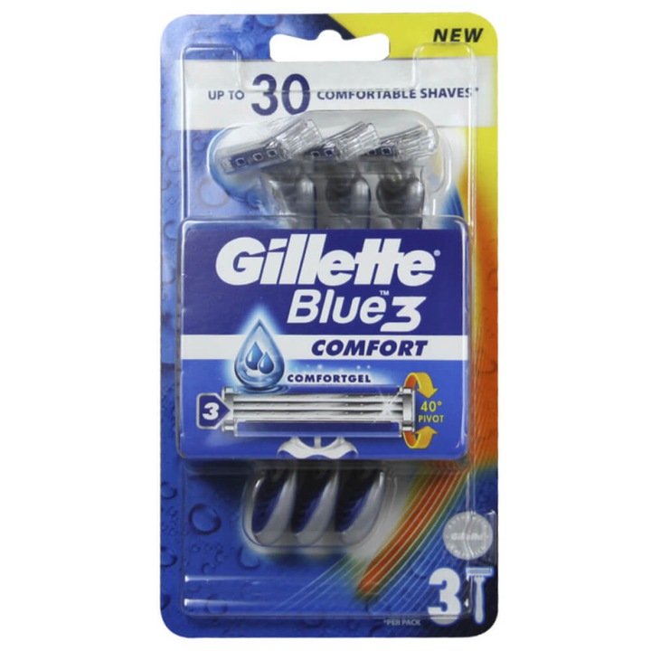 Aparat de Ras Gillette Blue 3 Comfort, 3 Lame, 3 Buc/Set, Aparat de Ras, Aparat de Ras cu 3 Lame, Aparat de Ras 3 Lame Gillette, Gillette Aparat de Ras, Aparat de Ras Clasic, Aparat de Ras cu Lame, Aparat de Ras pentru Barbati