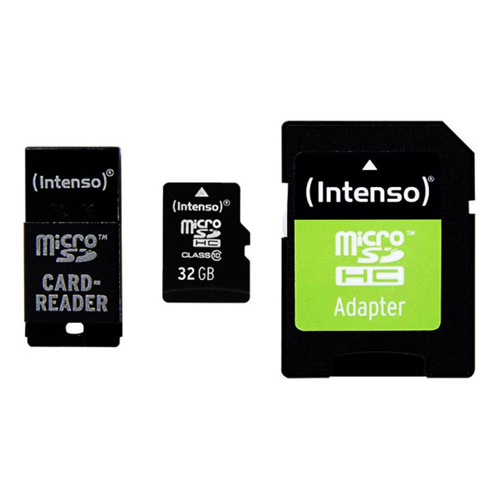 Карта памет Intenso microSDHC/SD с SD ,USB адаптер 16 GB ,Class 10