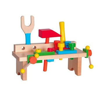 Banc de lucru cu 16 piese din lemn Woodyland Banc de lucru cu 16 piese din lemn Woodyland