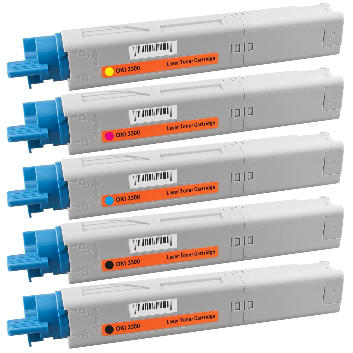 Set 5 Cartuse C3300 2BK/C/M/Y 12500 Pag compatibile OKI C3300 /C 3300N / C3400 / C3400N / C3450 / C3450N / C3600 /C3600N