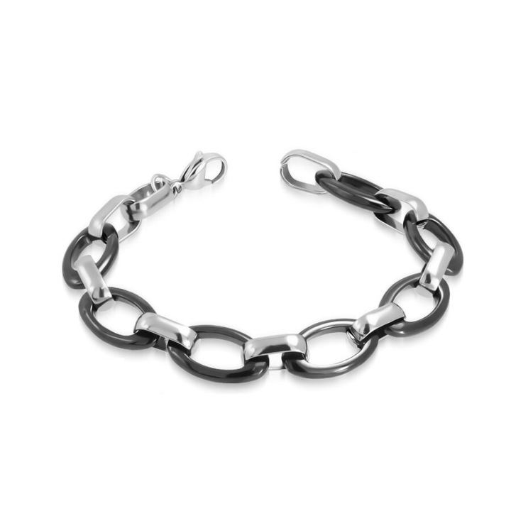 Fekete fantázia 2.- acél-kerámia férfi karkötő