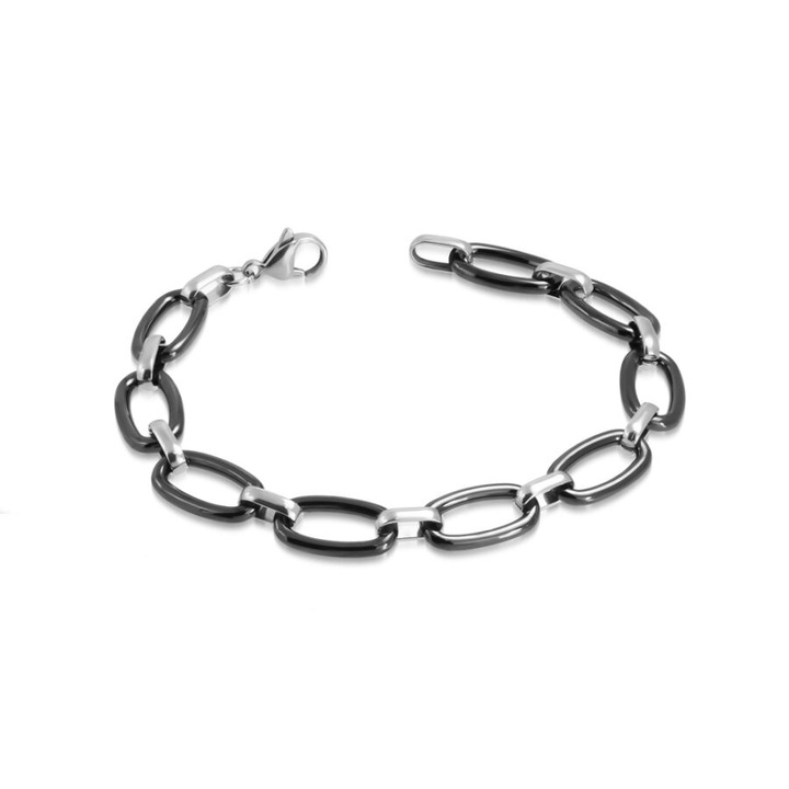 Fekete fantázia 3.- acél-kerámia férfi karkötő